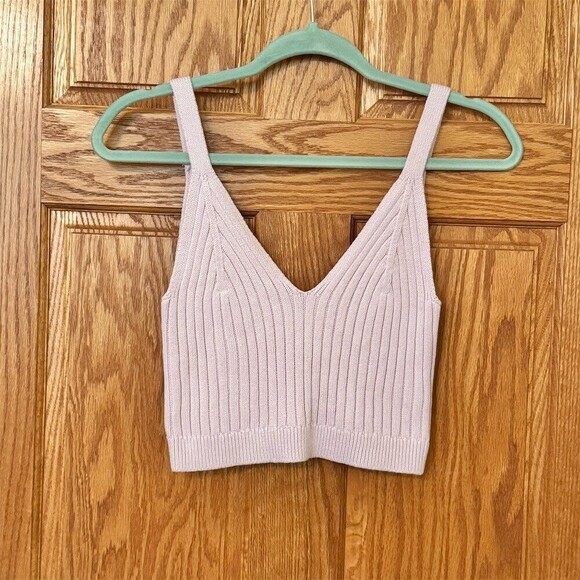 aerie Tops - Aerie Tank Top Womens Size M Lavender Purple Ribbed Knit Cropped V-Neck New